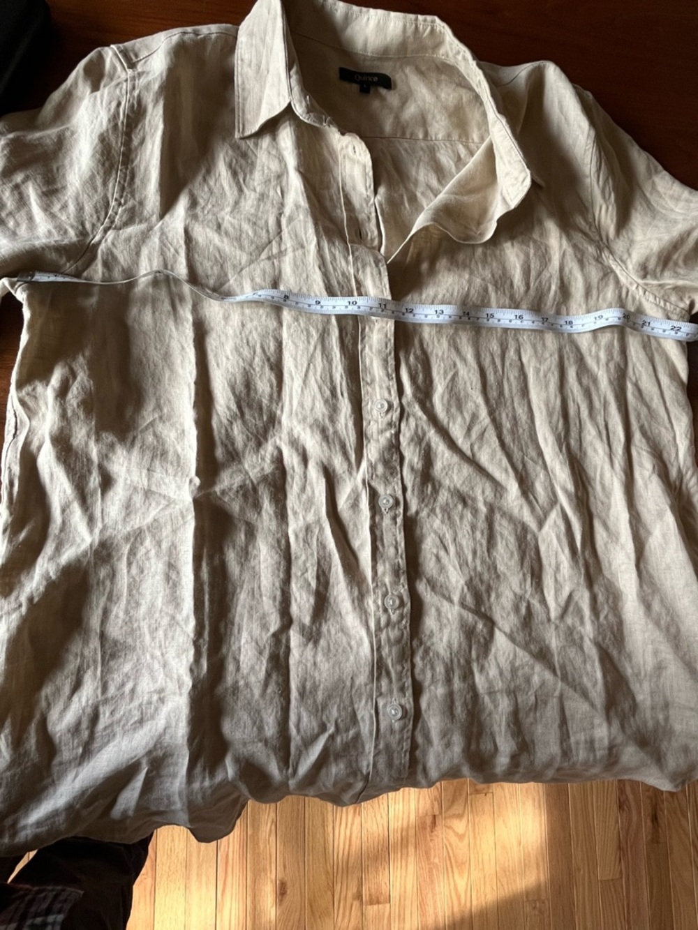 Quince 100% Ethically Sourced Natural European Linen Long Sleeve Top Driftwood - Picture 11 of 12